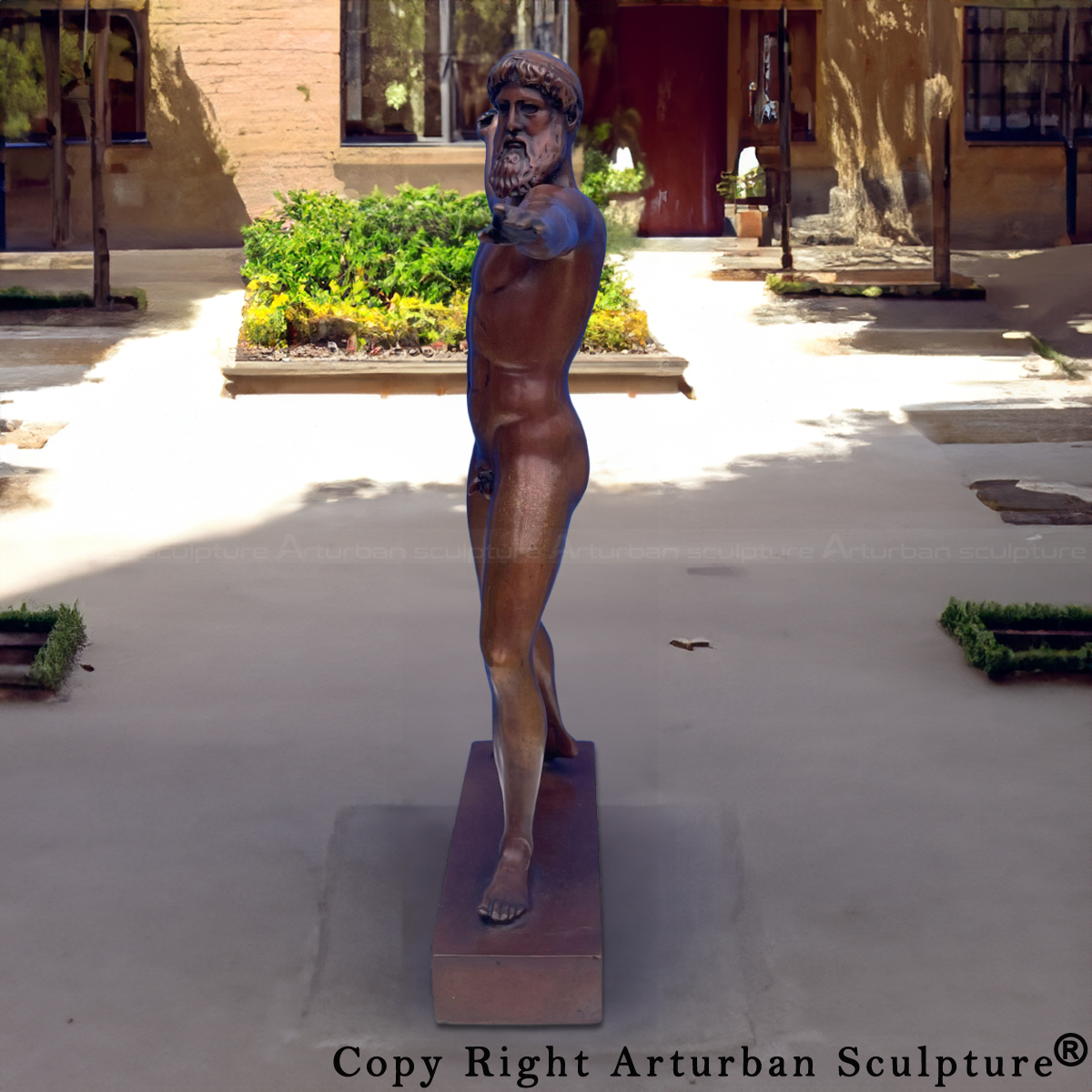 Side view of Zeus of Cape bronze Statue