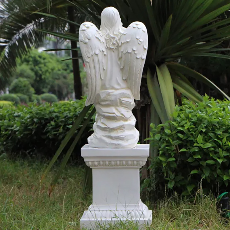 back view of seated Angel Decor statue for Garden