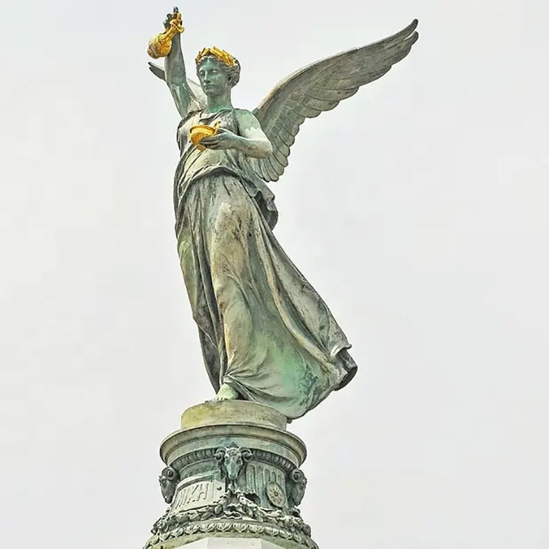 bronze Victory Angel nike Statue holding wine jug and bowl