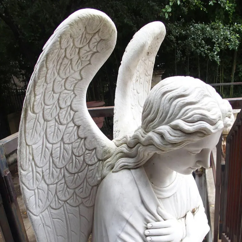 close-up of Cemetery Angel Sculpture showing delicate details
