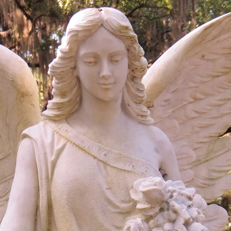 close up of white marble Angel Yard Ornaments