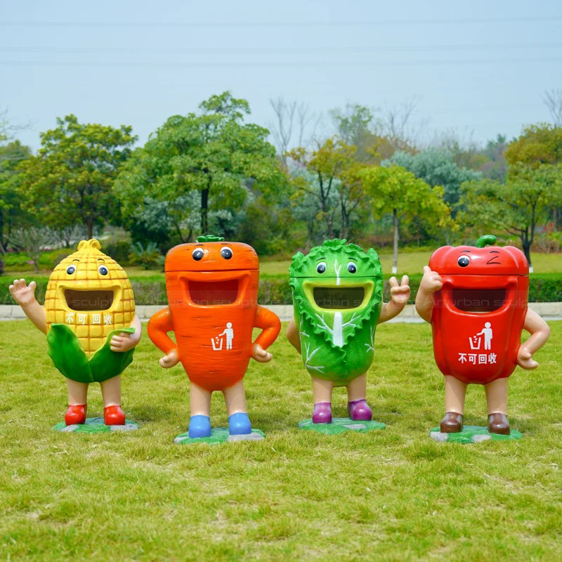 colorful cartoon vegetable-themed Trash Can fiberglass Sculpture