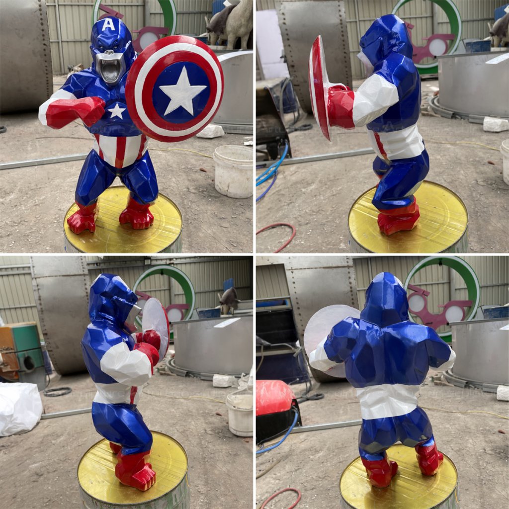 four-angle collage of Captain American king Kong Statue