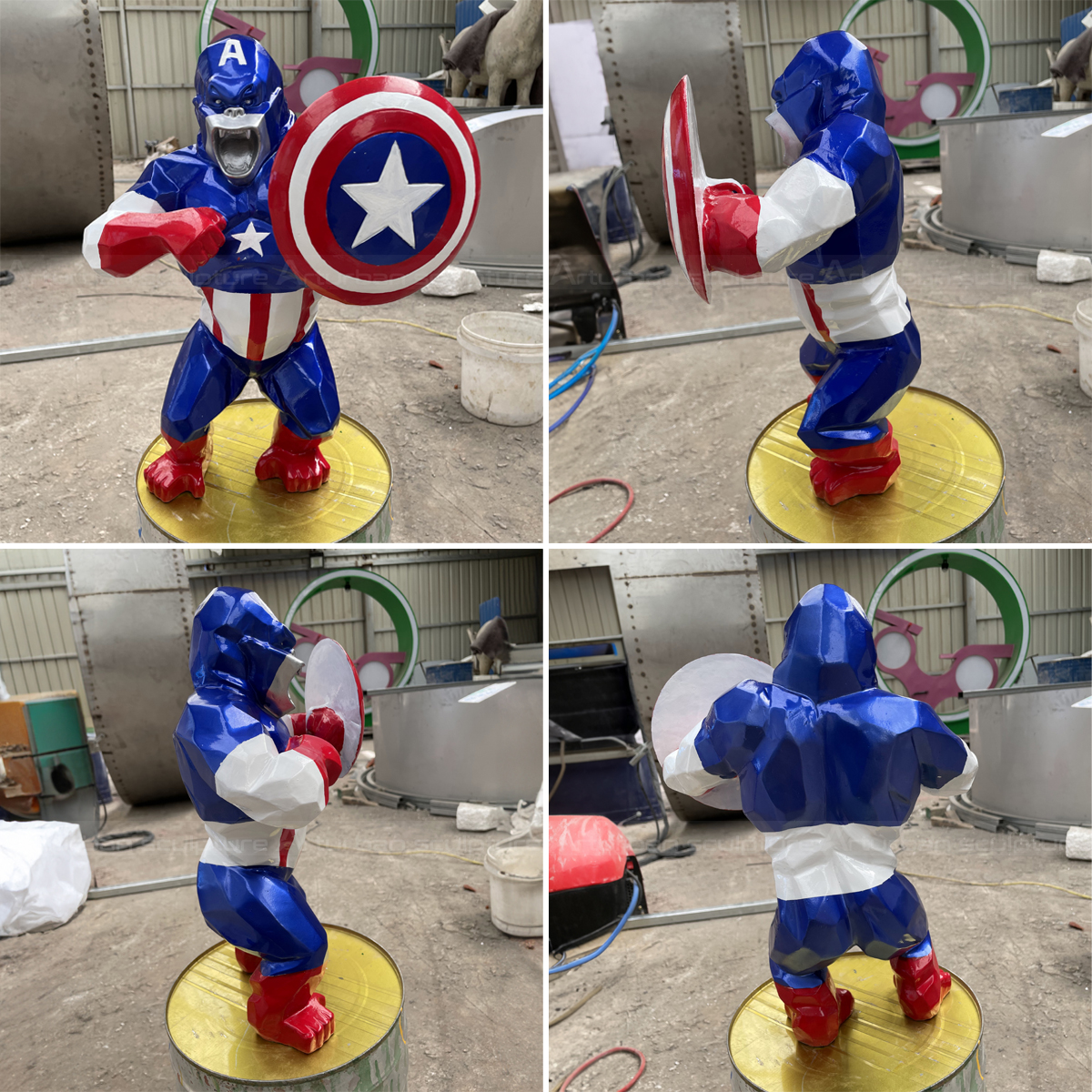 four-angle collage of Captain American king Kong Statue