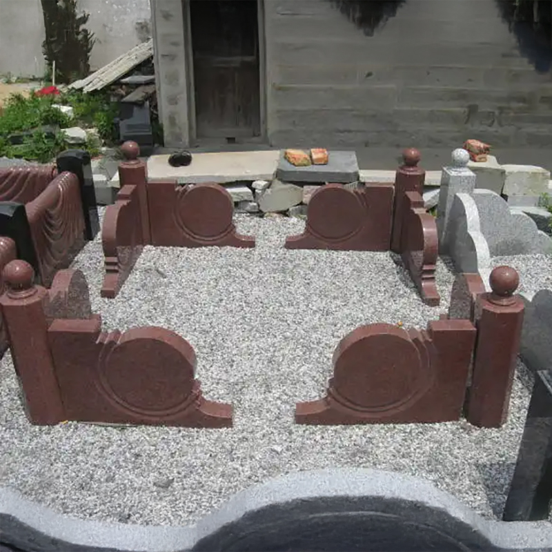 granite Tombstone Fence with ball-shaped tops