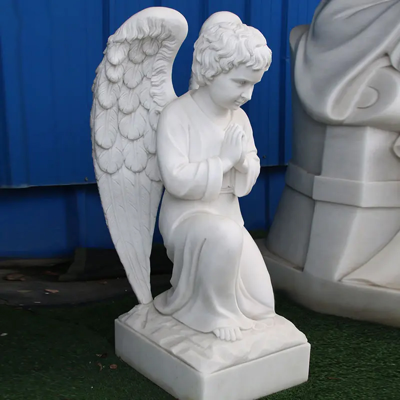 kneeling and Praying Cherub Statue for memorial or cemerery