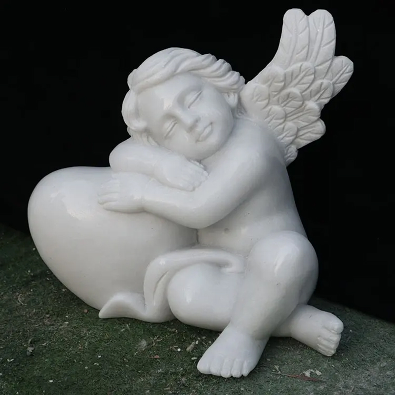 sleeping Cherub white marble Lawn Ornament