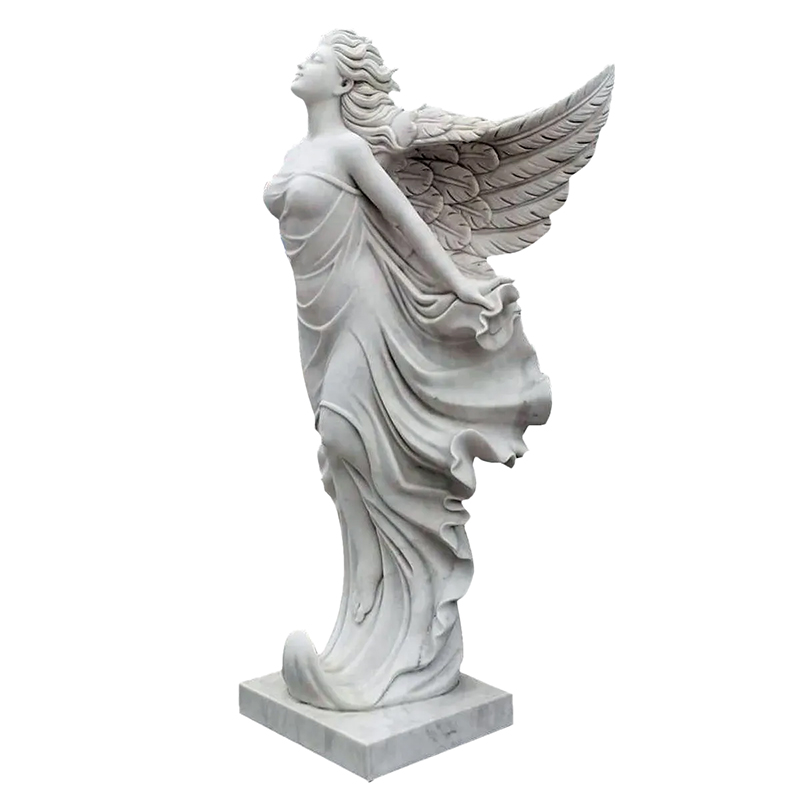 white marbl Ascending Angel Statue for memorial or cemetery