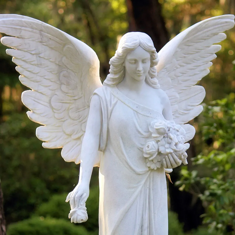 close up of white marble Angel Yard Ornaments