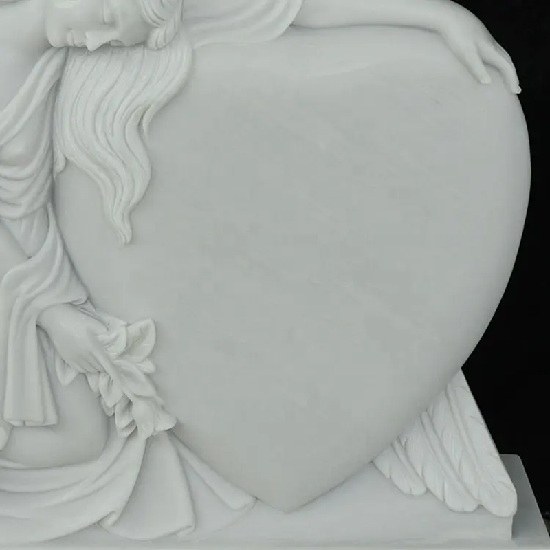 white marble Heart Headstone