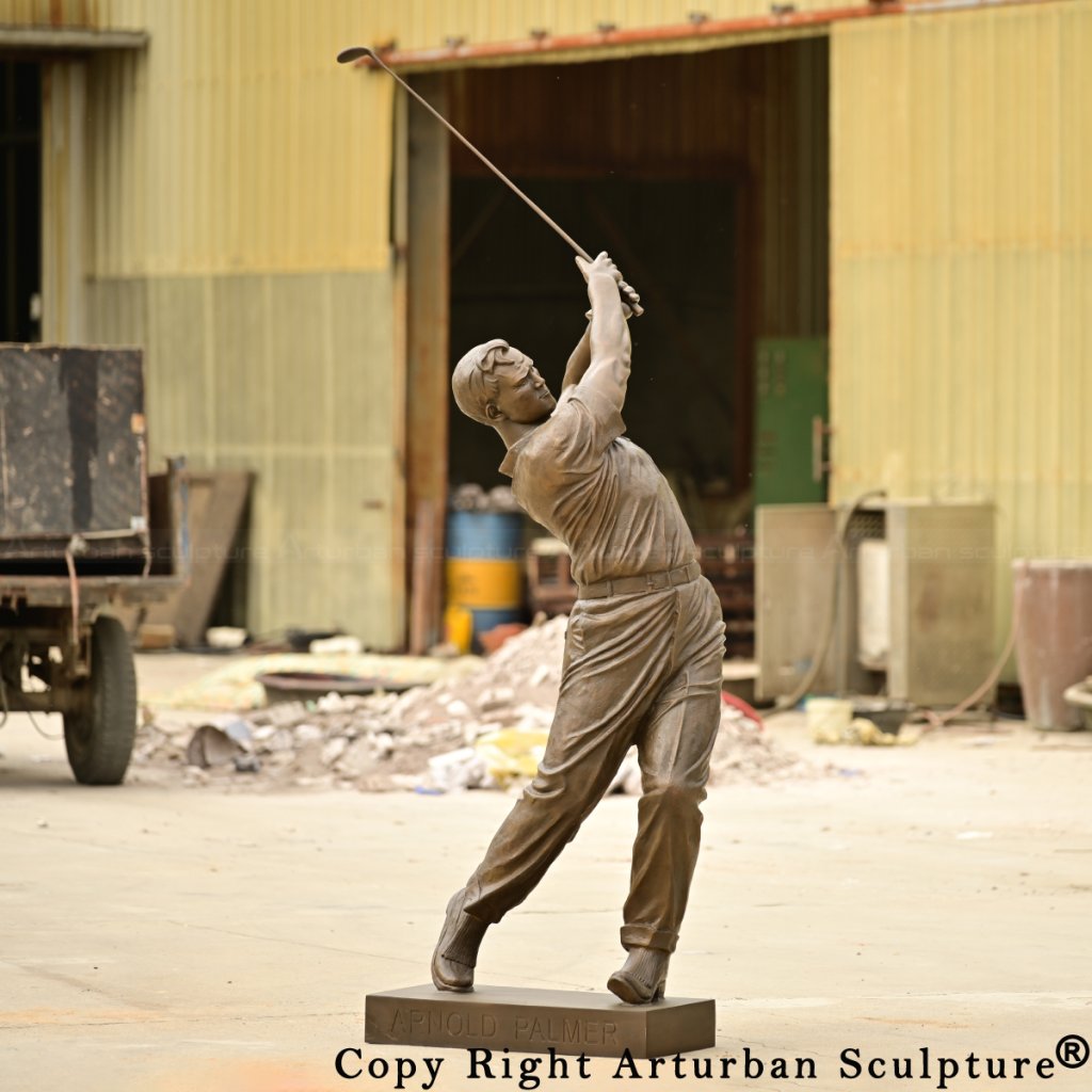 Arnold Palmer bronze playing golf statue