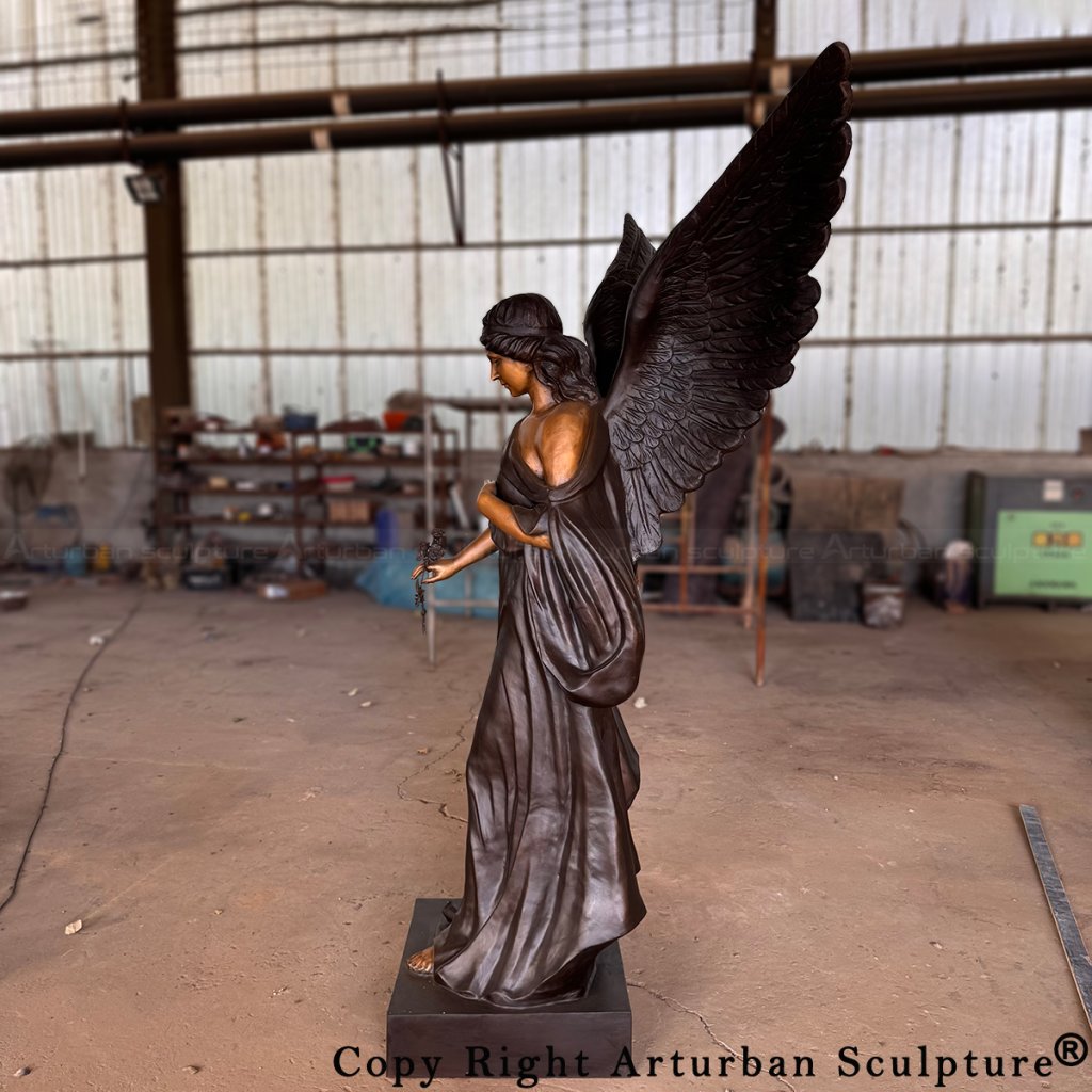 side view of Memorial Angel Statue life size