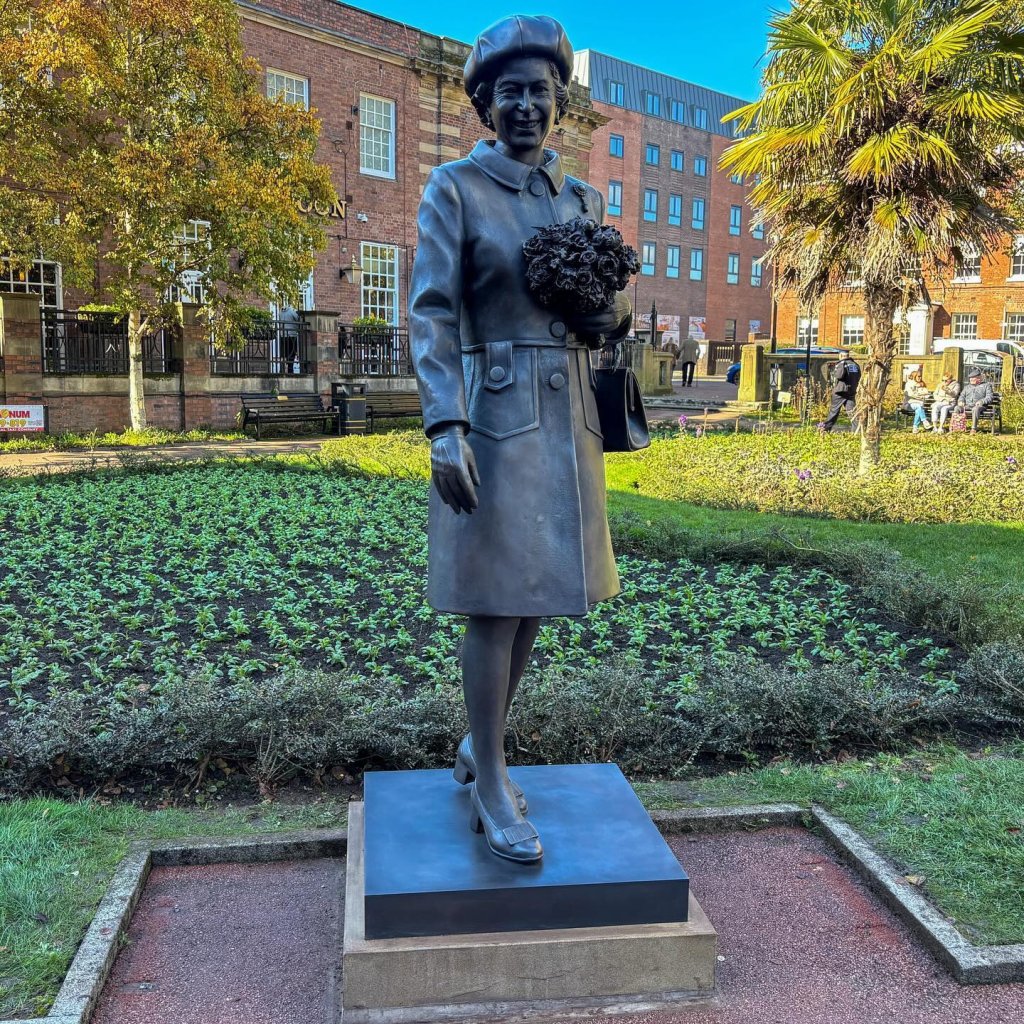 Queen Elizabeth II Statue in Queen's Gardens, Newcastle-under-Lyme