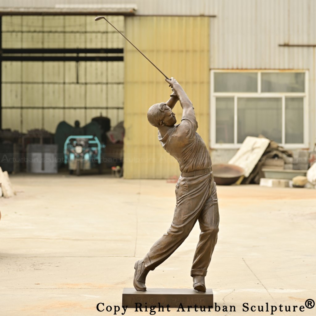 Arnold Palmer sculpture in the motion of classic golf swing