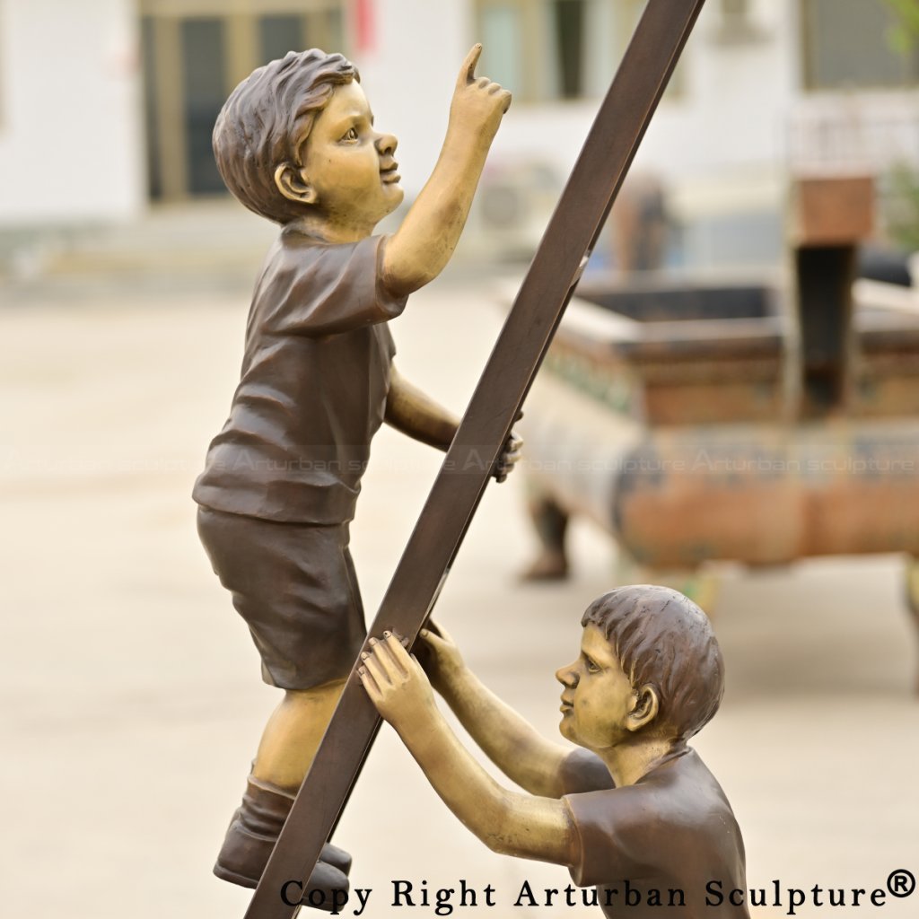 Children on Ladder bronze Sculpture