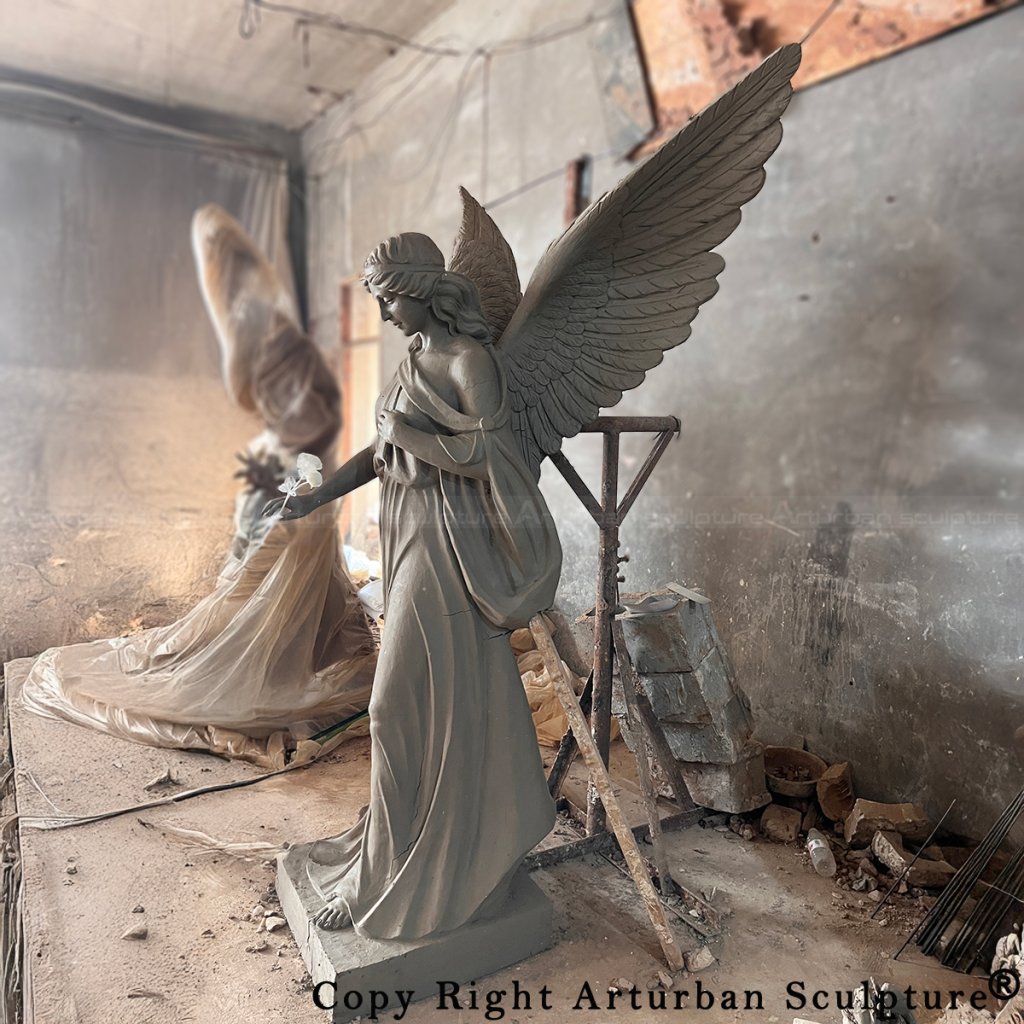 clay mold of Memorial Angel Statue showing delicate details