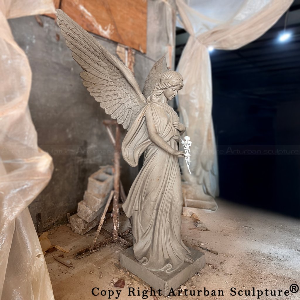 clay mold of Memorial Angel Sculpture side view