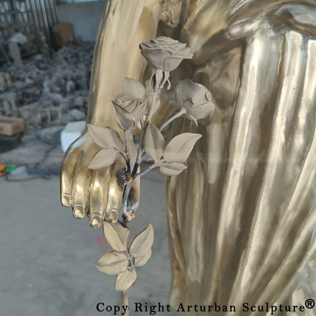 close up view of memorial angel statue showing detail welding– Flower Attachment