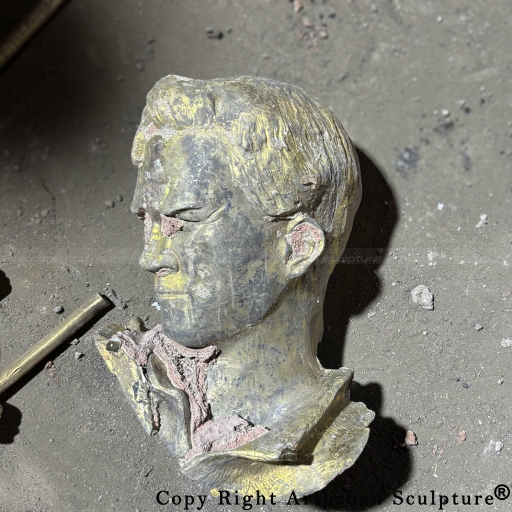 shell removal and rough cleaning of Arnold palmer bronze statue