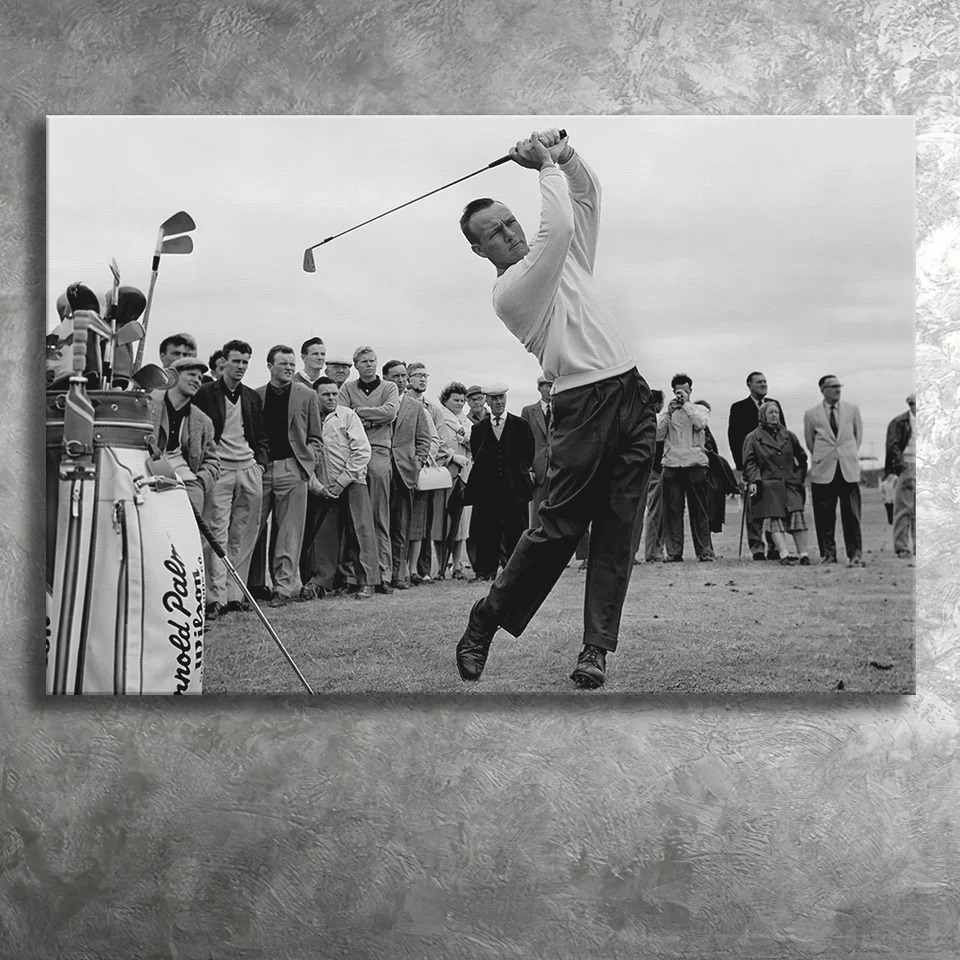 Arnold Palmer swinging a golf club during a tournament