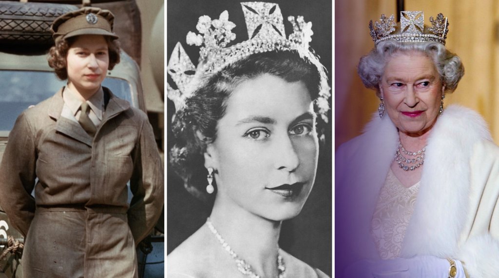 Three portraits of Queen Elizabeth II through the years