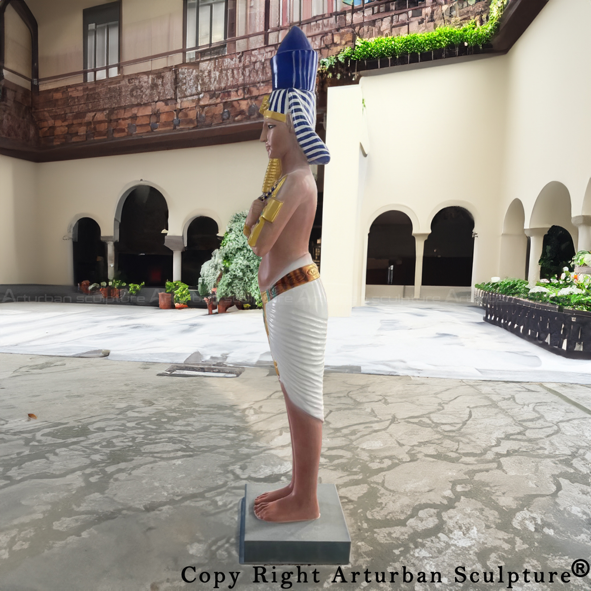 fiberglass Pharaoh standing Statue for Sale side view