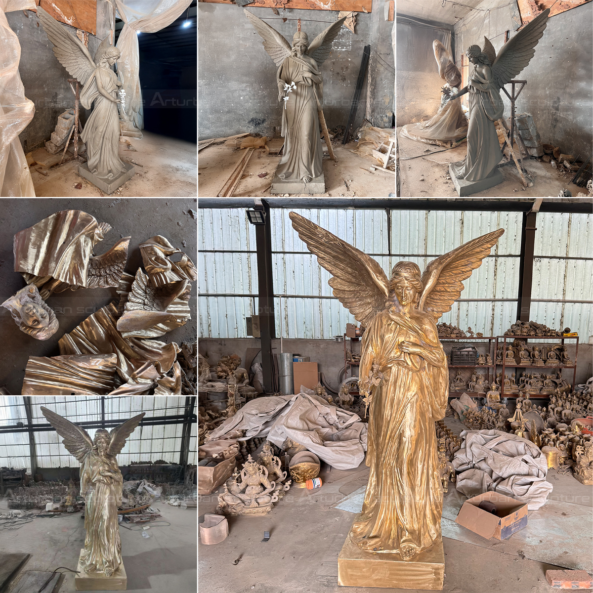 process of making the bronze memorial angel statue