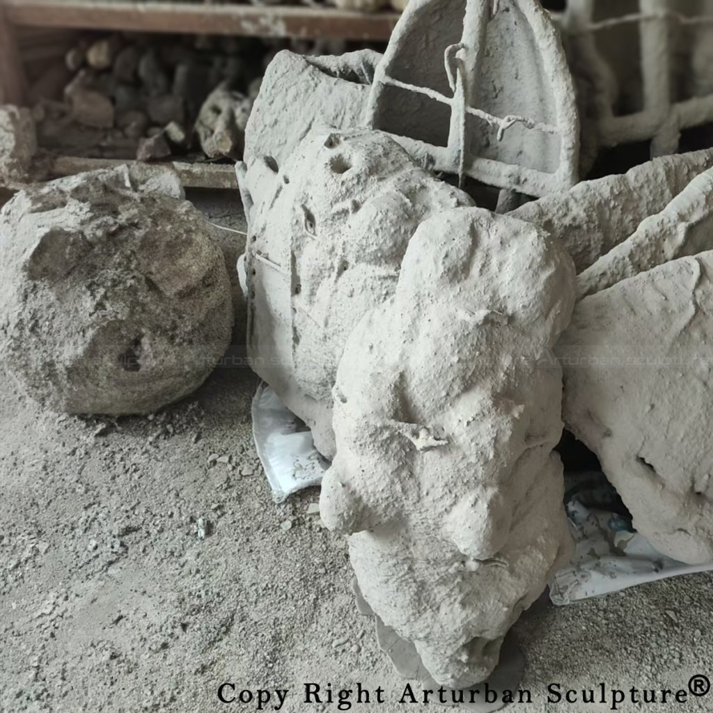 Ceramic shell mold for Bronze Hippopotamus sculpture