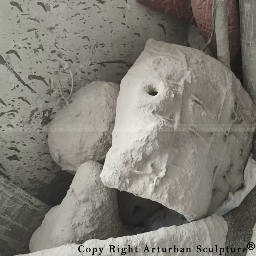 Hollow ceramic molds used in the creation of Bronze Hippopotamus sculptures before casting