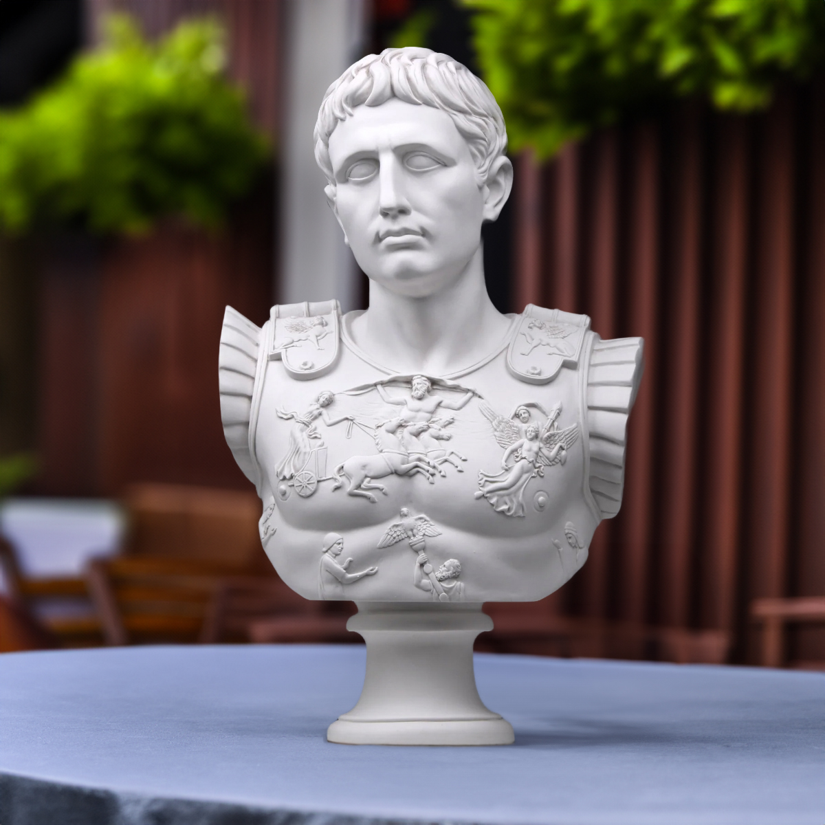 Augustus Marble Bust highlighting detailed breastplate relief