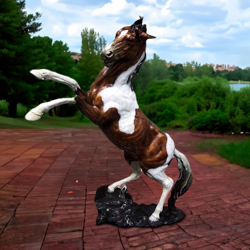 Beautiful Horse Statue in bronze depicting a rearing American Paint Horse