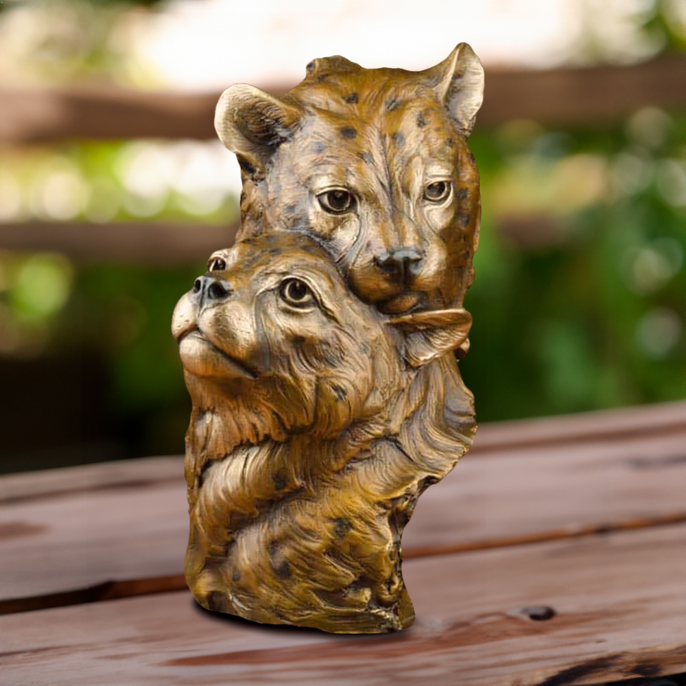 Bronze Cheetah Bust featuring two sibling cheetahs in a close pose