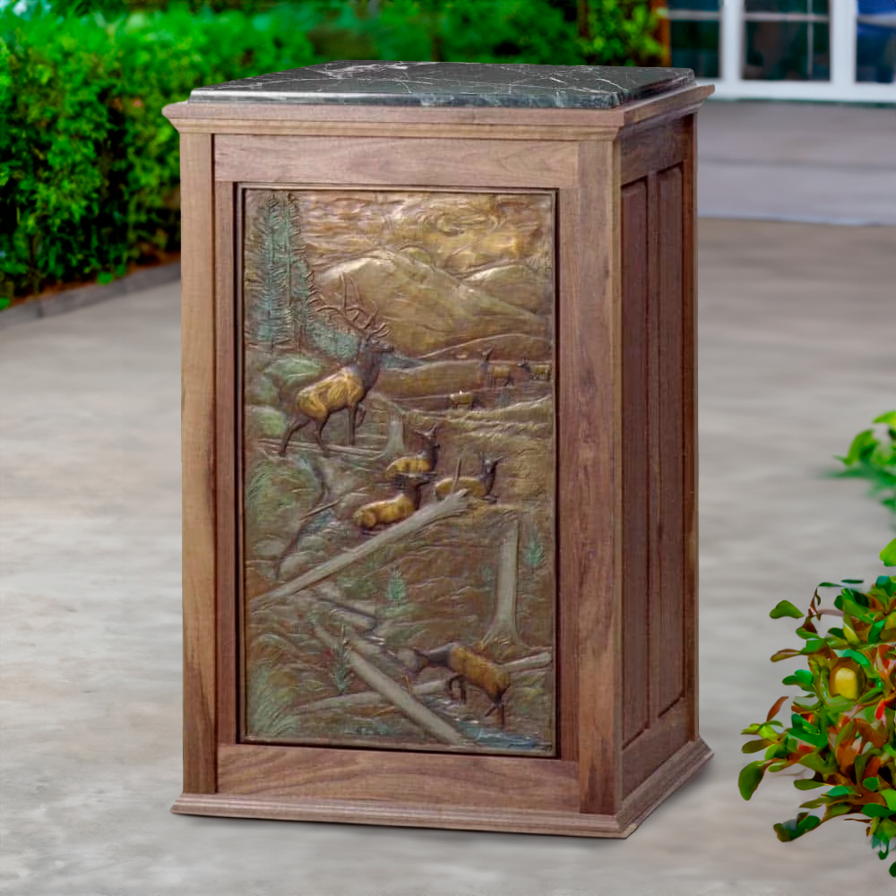 Bronze Elk Panel with Rocky Mountain elk herd in bas-relief