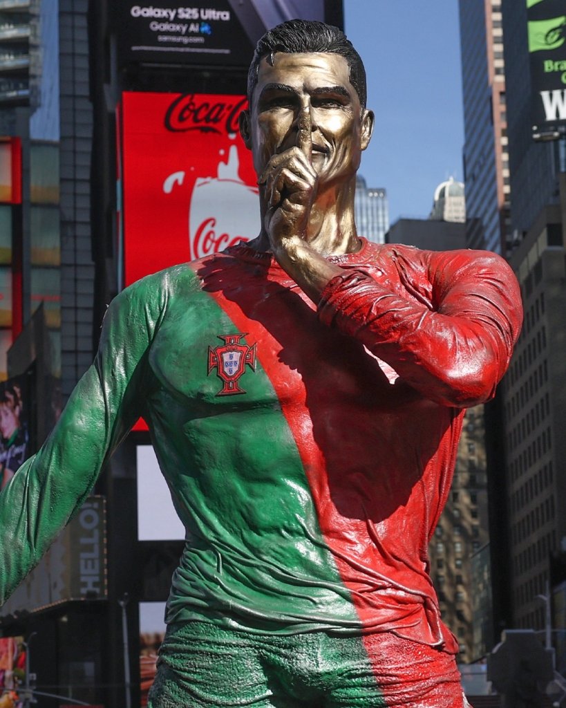 Close-up of Cristiano Ronaldo statue