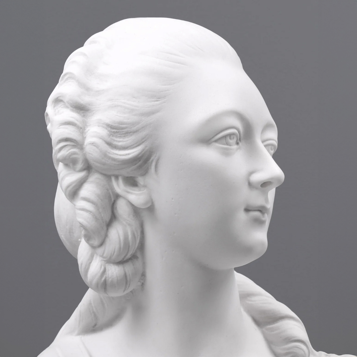 Close-up of Madame Du Barry Bust highlighting detailed braid and serene expression
