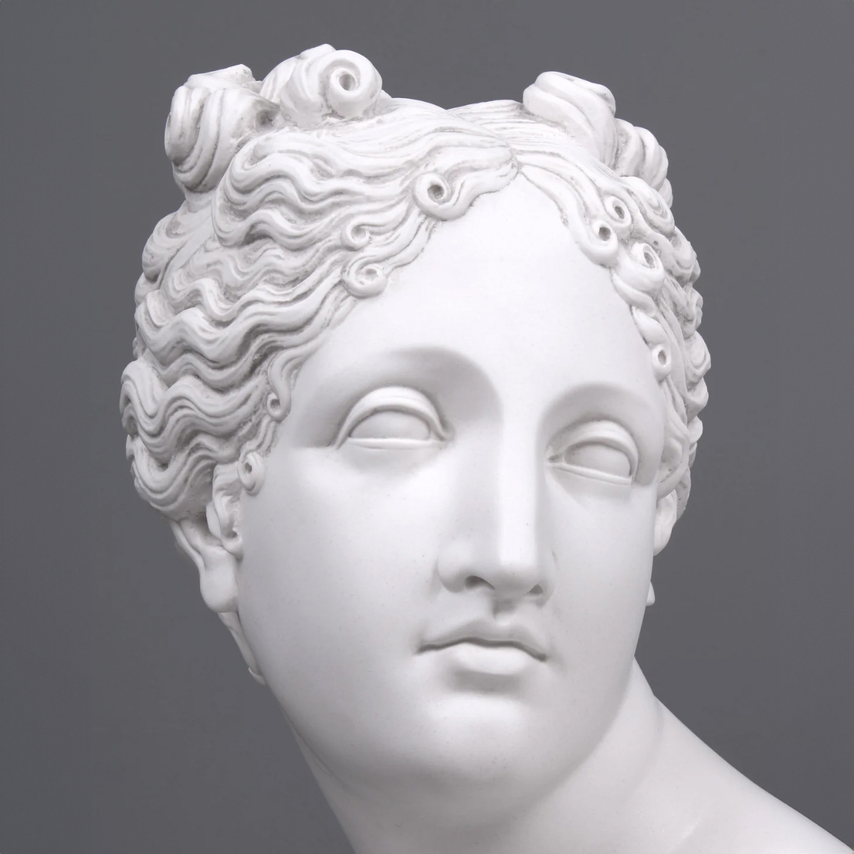 Close-up of Venus Italica Bust highlighting soft features and elegant marble texture