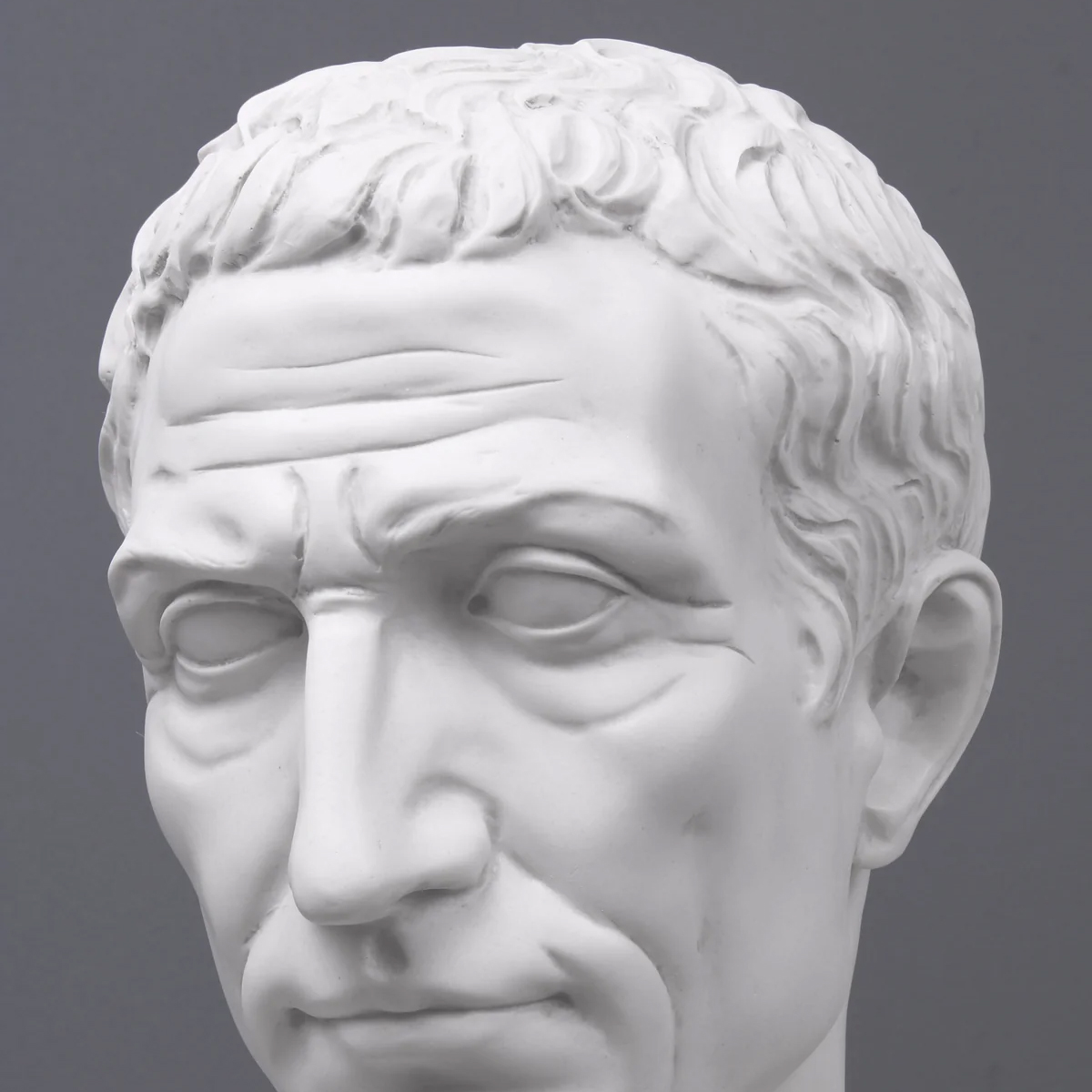 Close-up on Julius Caesar Marble Bust face