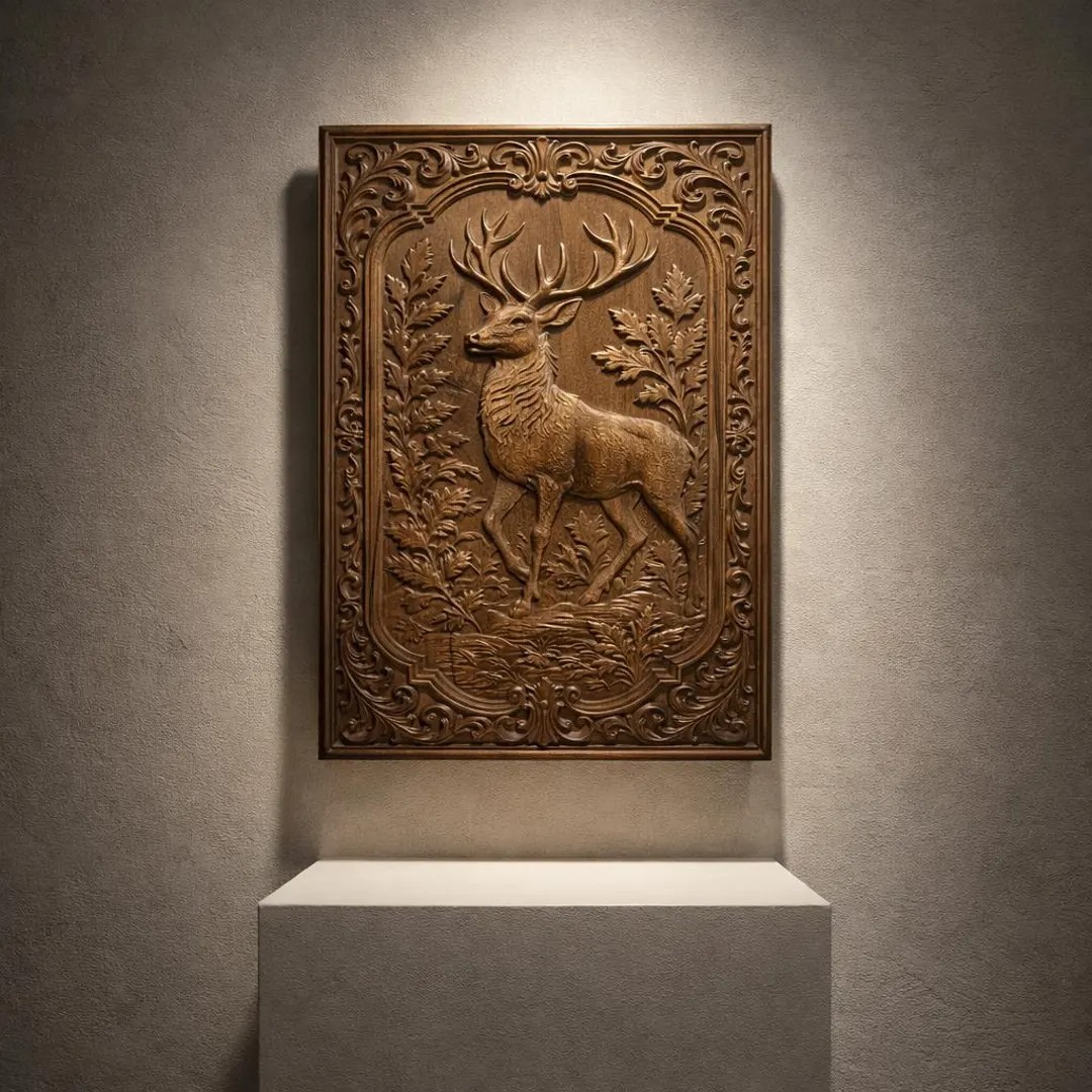 Decorative Elk Panel bronze wall sculpture