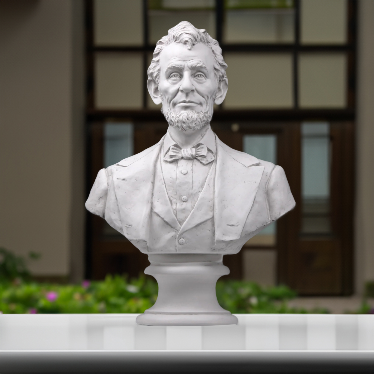 Front view of Abraham Lincoln marble bust sculpture