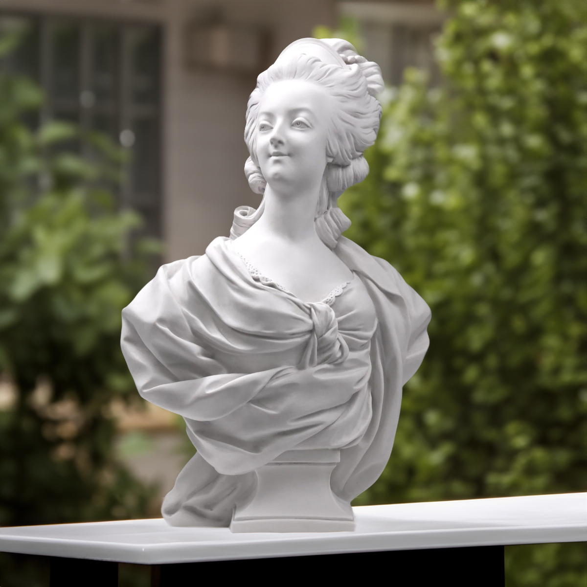 Marie Antoinette Marble Bust featuring soft facial expression and flowing garments