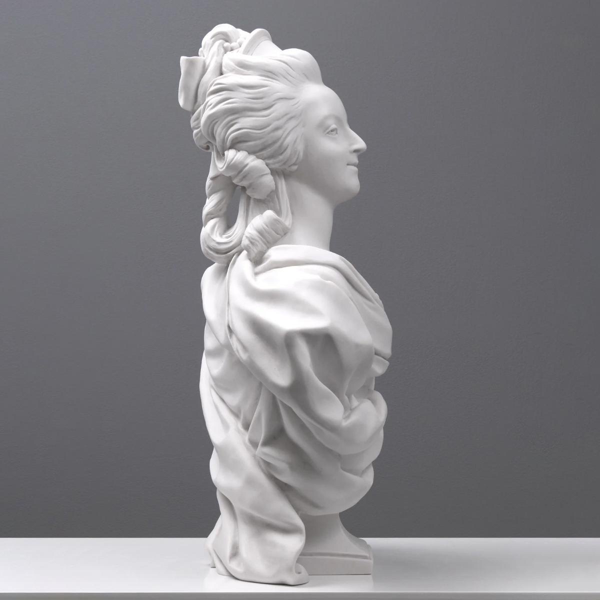 Marie Antoinette Marble Bust highlighting 18th-century court dress and elegant posture