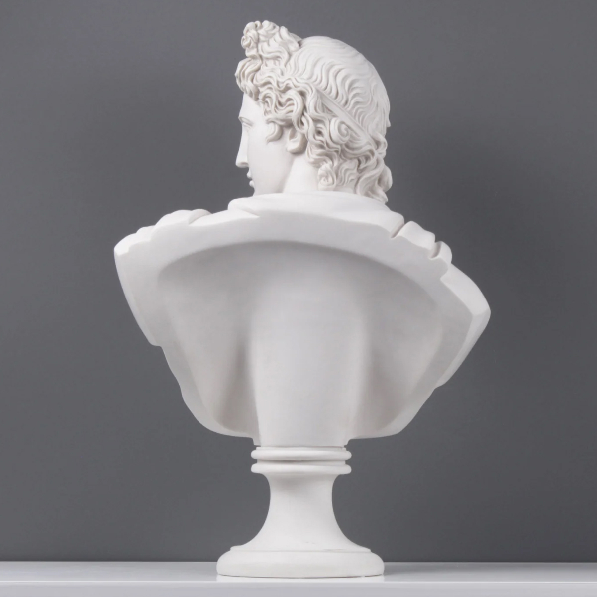 Rear view of Apollo Head Bust in marble