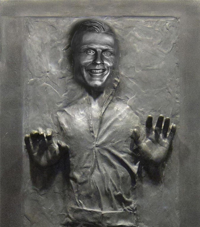 Ronaldo bust face on Han Solo carbonite parody