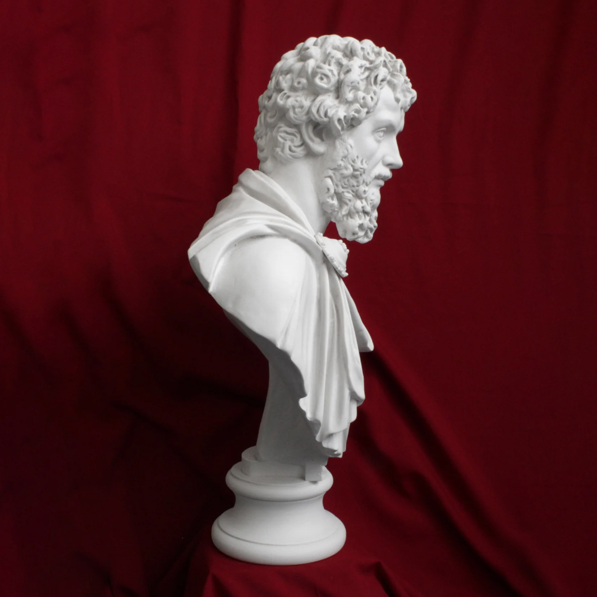 Septimius Severus Bust in marble, featuring the solemn facial expression