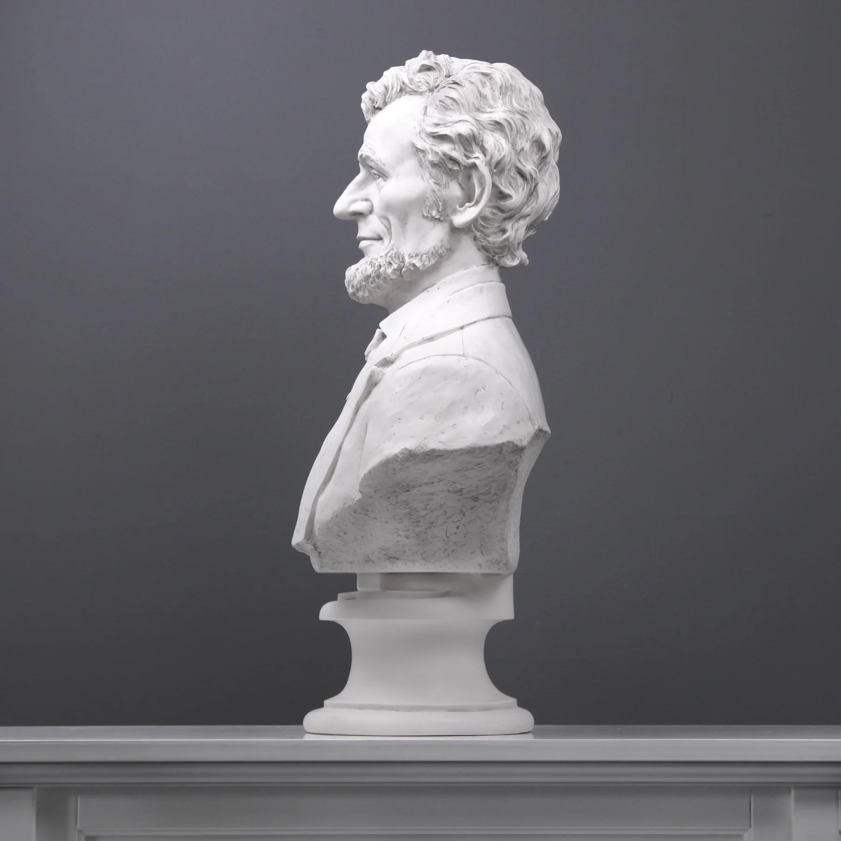 Side profile of Abraham Lincoln marble bust