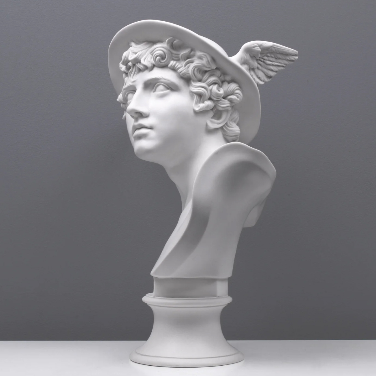 Side view of Mercury Bust with helmet wings