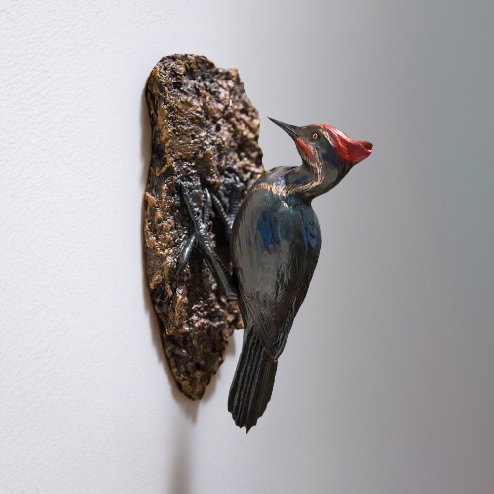 Wall-mounted bronze Woodpecker Statue