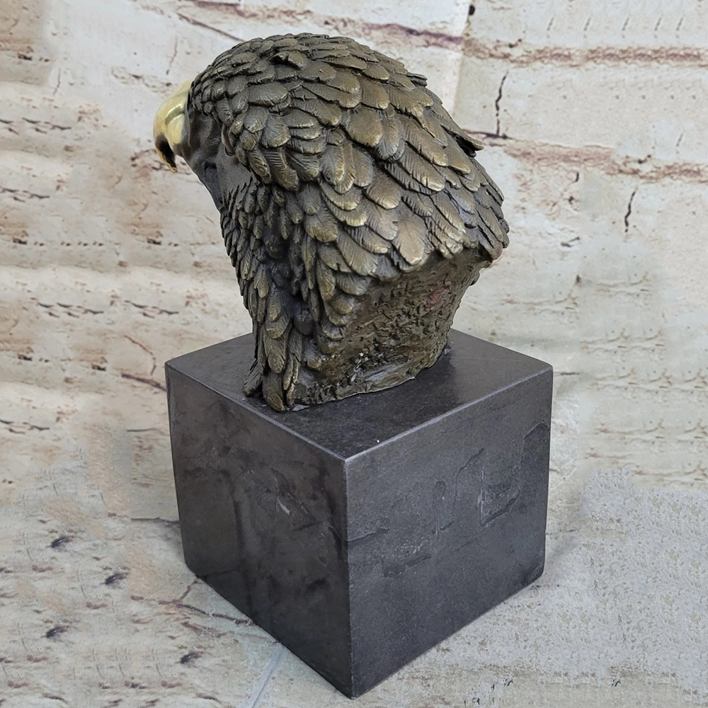 bronze Bald Eagle Bust rear angle
