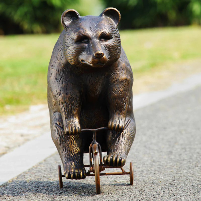 bronze Bear Sculpture for Sale riding tricycle