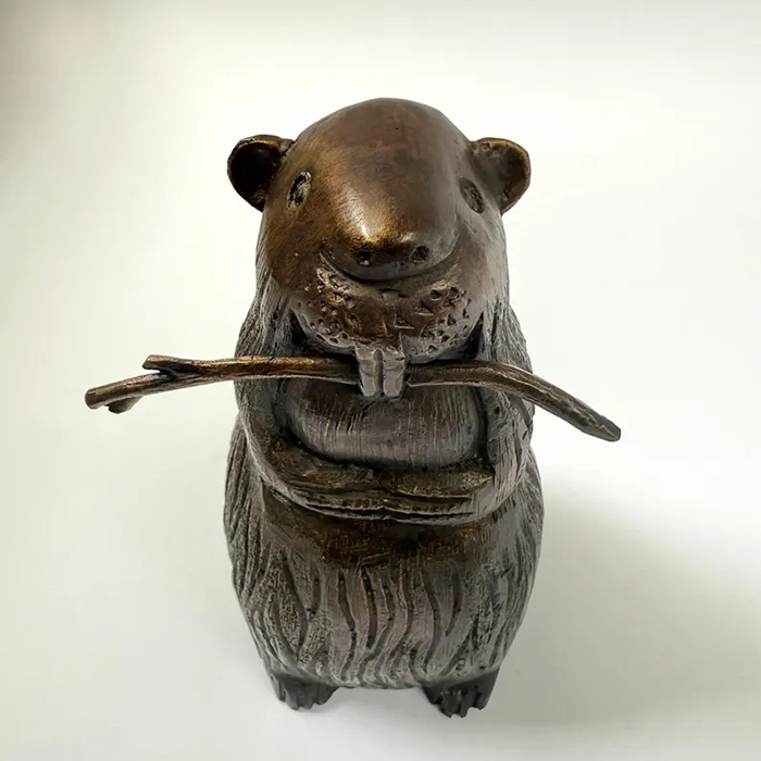 bronze Beaver Statue for Sale front view